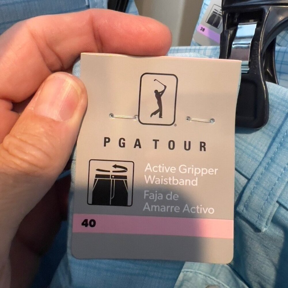 Pga Tour Men's $68 Check Print Performance 8" Golf Shorts - Cyan Blue Size 40 - Picture 9 of 11